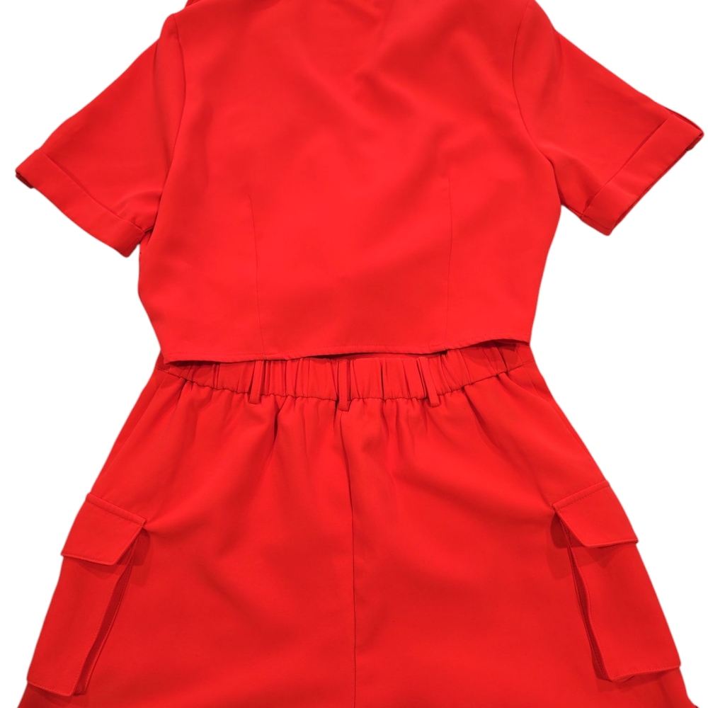 Red Tie-Front Short Set - Picture 4 of 5